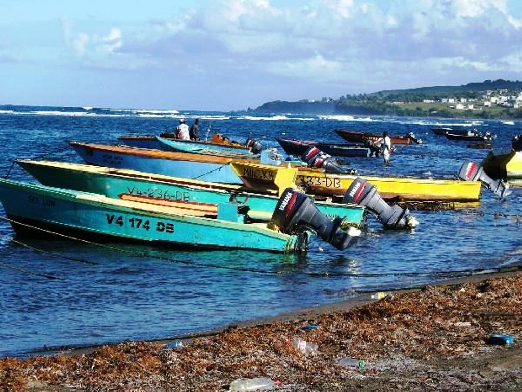 Fishing boats in Dieppe Bay, St Kitts and Nevis