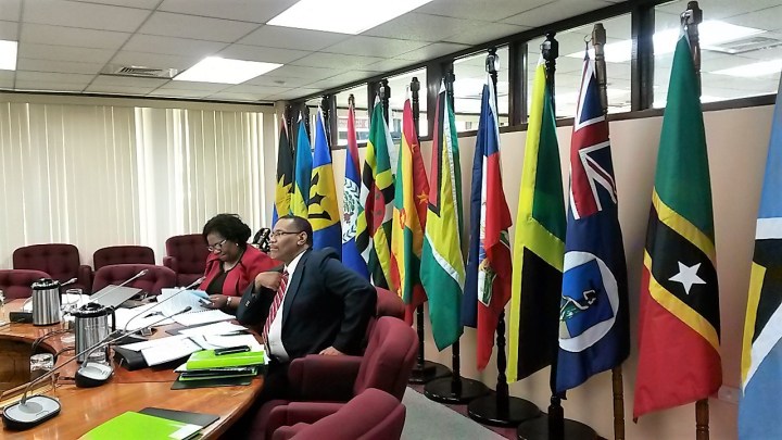 FLASHBACK: CARICOM Assistant Secretary-General, Trade and Economic Integration, Mr. Joseph Cox, and CARICOM Secretariat Deputy Programme Manager, ICT4D, Ms. Jennifer Britton at a Special Meeting of the COTED on ICT last year.
