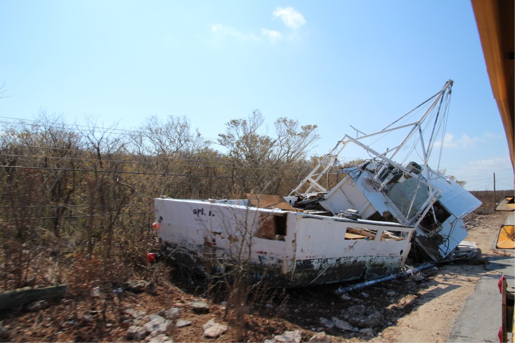 Damaged boat in The Bahamas following passage of Hurricane Joaquin (CMC photo)