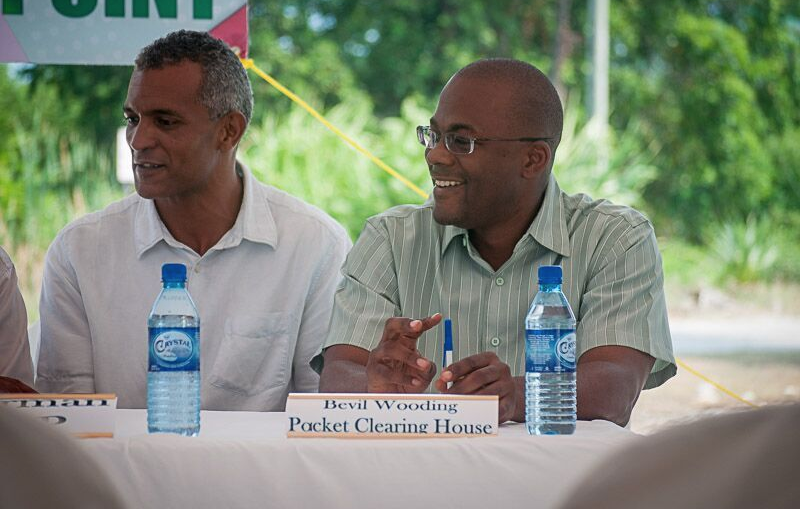 From left, Errol Catouse, Chairman of the Belize Internet Exchange Point and Bevil Wooding, Internet Strategist at Packet Clearing House at the launch of the Belize Internet Exchange Point in Belize City, Belize on April 27, 2016. PHOTO: CaribNOG