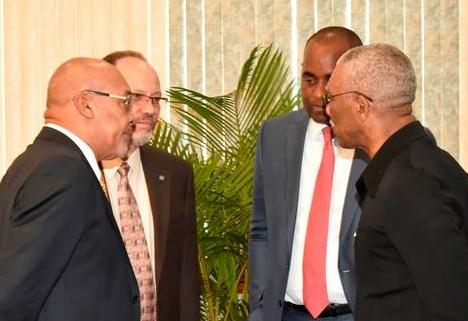 (L-R): President of Suriname, Desi Bouterse; CARICOM Secretary General, Irwin LaRocque; Prime Minister of Dominica, Roosevelt Skerrit; and President of Guyana, David Granger