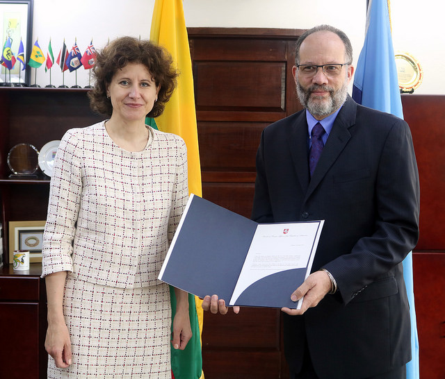 CARICOM Secretary-General Ambassador Irwin LaRocque receives Credentials of new Ambassador of Lithuania to CARICOM Audra Plepytė