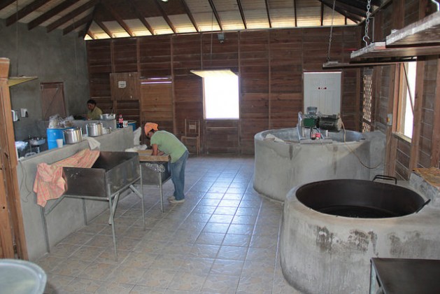 Workers use electricity and firewood to prepare cassava bread in Canaries, St. Lucia. The country&rsquo;s government says renewable energy can help with value-added in the agricultural sector. Credit: Kenton X. Chance/IPS