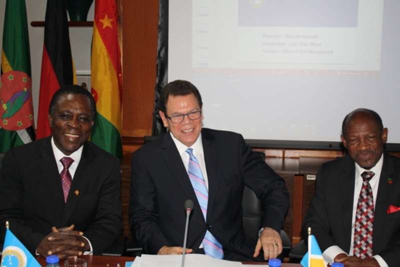 PHOTO (left to right) - Dr. the Right Honourable Keith Mitchell, Prime Minister of Grenada; Dr. Warren Smith, President of CDB and the Right Honourable Dr. Denzil L. Douglas, Prime Minister of St. Kitts and Nevis