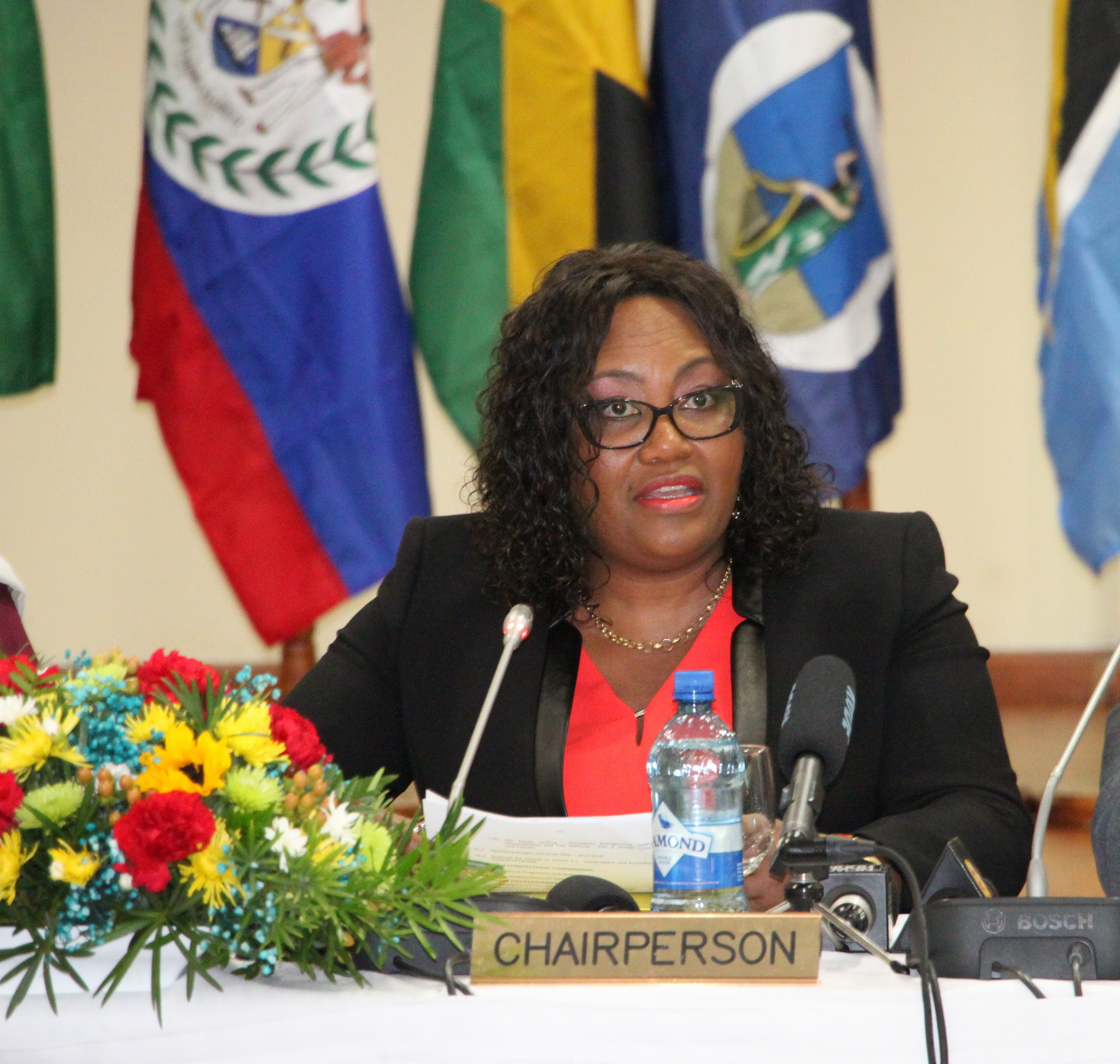 Chair of the 43rd Meeting of the Council for Trade and Economic Development (COTED), Her Excellency Sieglien Burleson, Minister of Trade and Industry of Suriname, addresses the opening ceremony on Thursday 17 November, 2016, at the Ramada Princess Ho