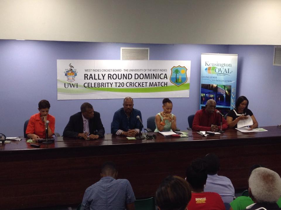 UWI and WICB officials at press conference to give details of “Rally around Dominica” cricket match (wicb photo)