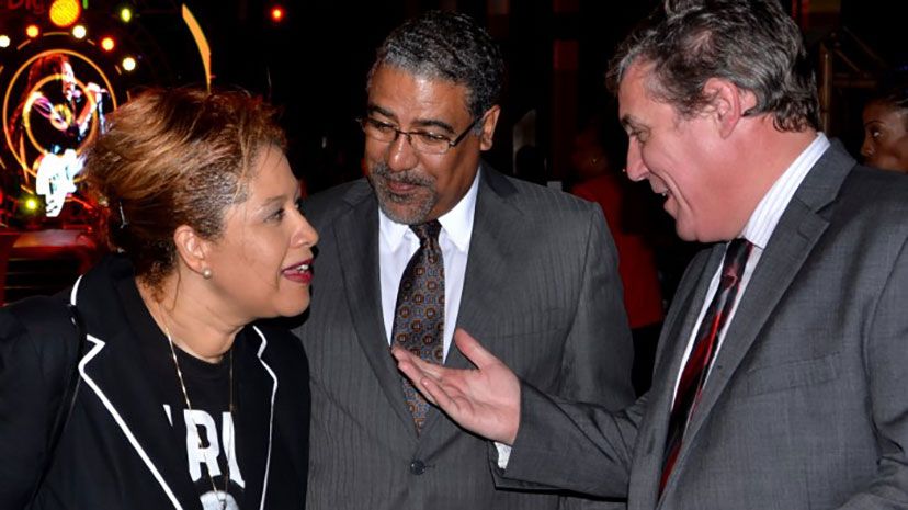 Tourism and Entertainment Minister, Dr. Wykeham McNeill (centre), listens as Digicel&amp;rsquo;s Chief Executive Officer, Barry O&amp;rsquo;Brien, makes a point to Bob Marley Group of Companies General Manager, Marie Bruce at Digicel&amp;rsquo;s regi