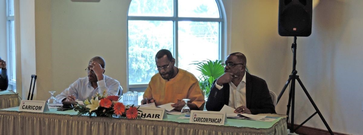 From left, Dr Douglas Slater, ASG, CARICOM Secretariat, Dr Donald T. Simeon, Chair, PACC and Deputy Chair of the PANCAP Executive Board, and Mr Dereck Springer, Director of PANCAP