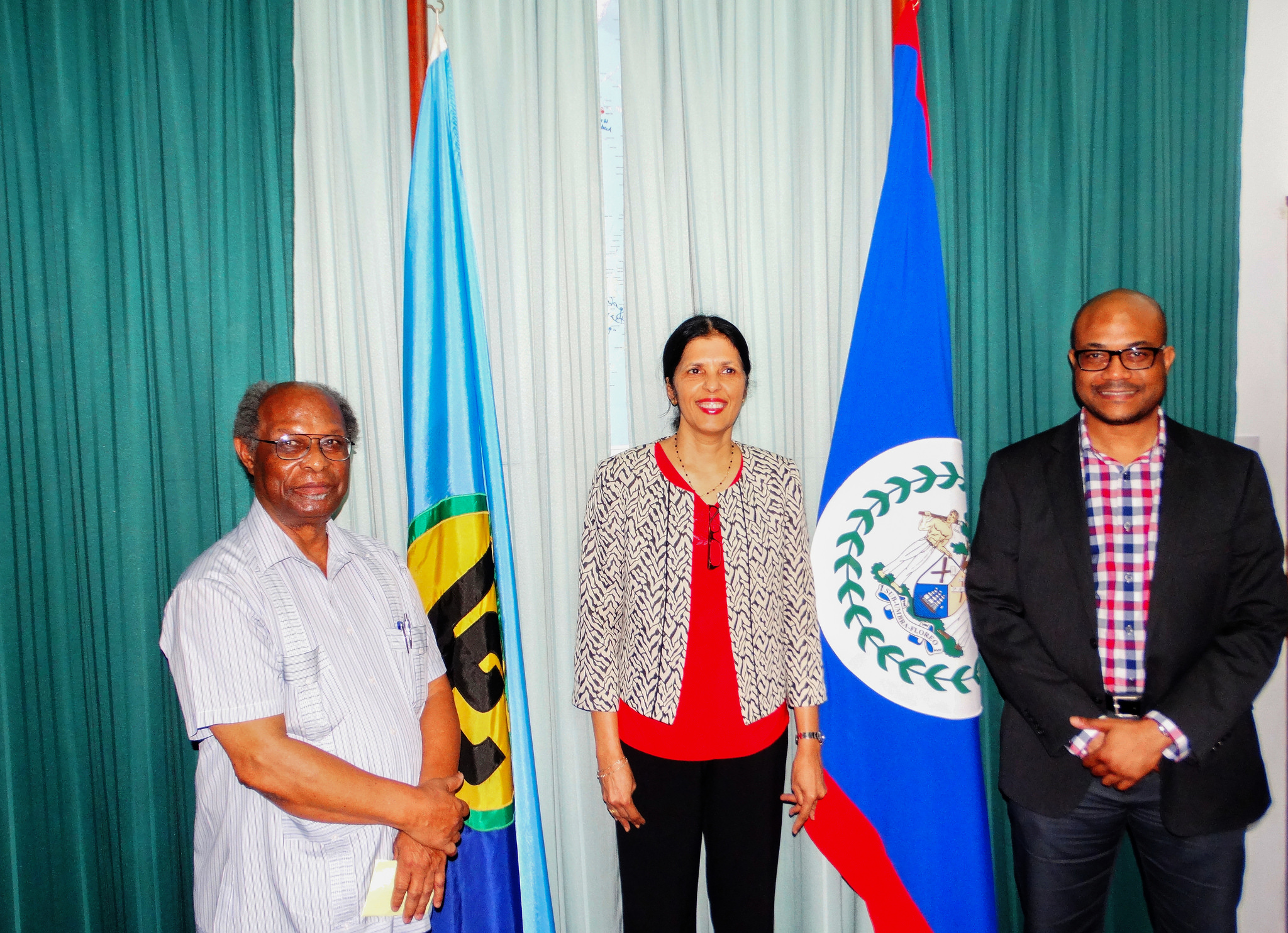 Dr. Kenrick Leslie, Executive Director, CCCCC; Ambassador Manorma P. Soeknandan, PhD., Deputy Secretary General of (CARICOM); and Craig Beresford, Director of Strategic Management at the CARICOM Secretariat.