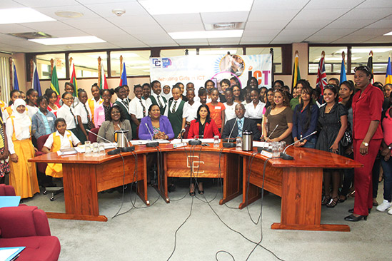 The Caribbean Community Secretariat on Thursday 24 April 2014, hosted girls between the ages of 13-15 in an interactive session as part of activities to mark the international day of Girls in ICT. In the photo, Deputy Secretary-General of CARICOM, Am
