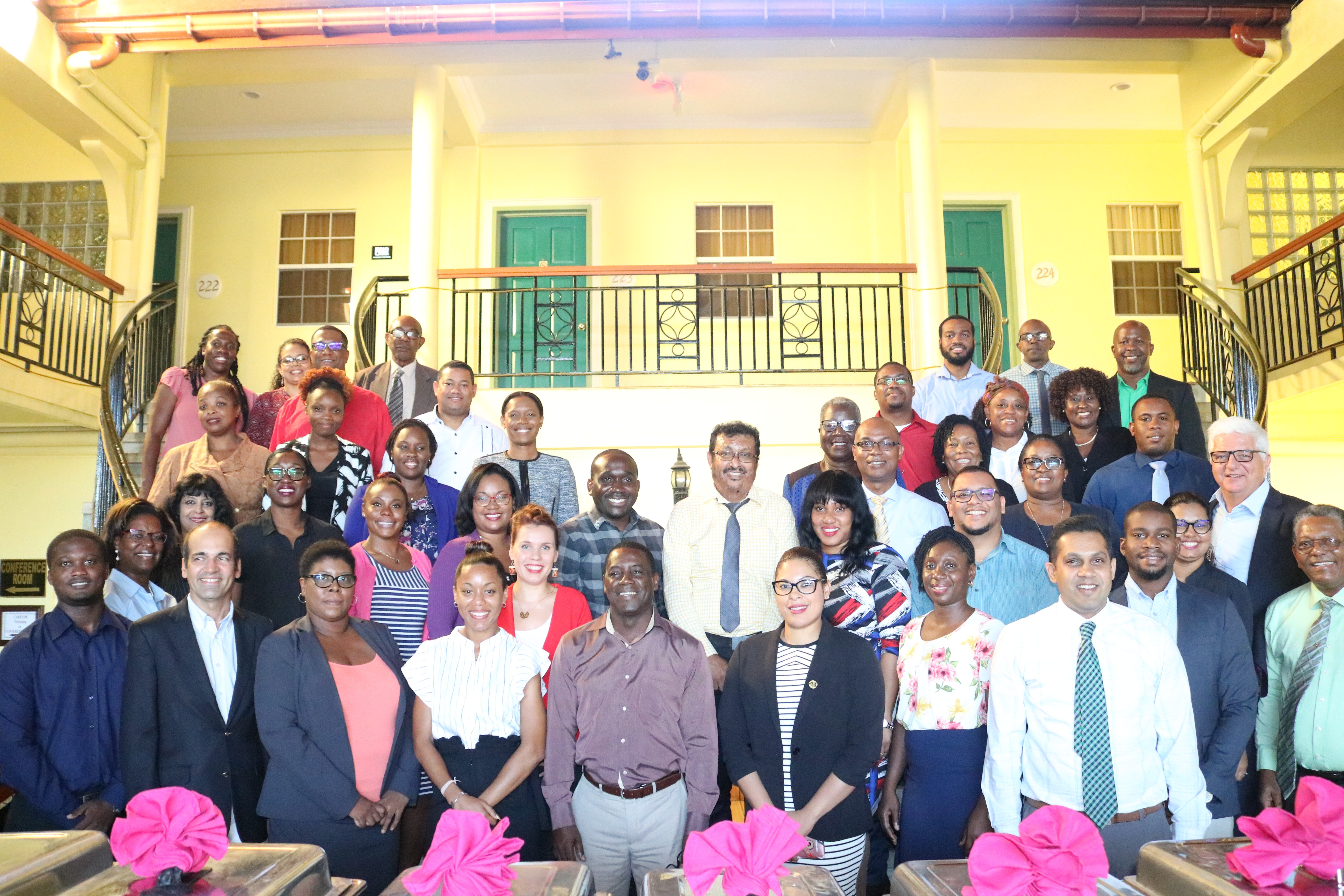 photo of participants of a 10-day training programme for implementers of projects funded by the European Development Fund at the Grand Coastal Hotel in Georgetown Guyana.