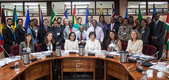 Participants and facilitators of the Ibero-American South-South Cooperation workshop with the Deputy Secretary-General (back row &ndash; centre) at the CARICOM Secretariat in Georgetown.