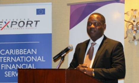 Donville Inniss, Minister of Industry, International Business, Commerce and Small Business Development of Barbados, speaking in Curacao on October 1, 2015