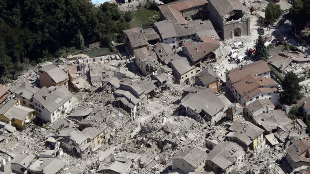 The historic town of Amatrice now reducted to rubble