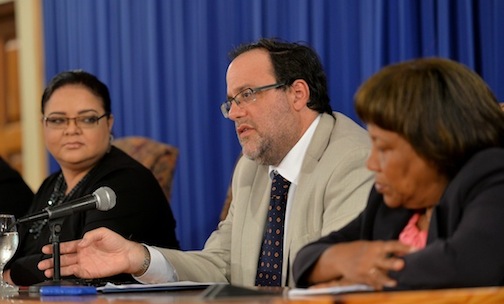 Jamaica Justice Minister Mark Golding addresses the media following the announcement (JIS Photo)