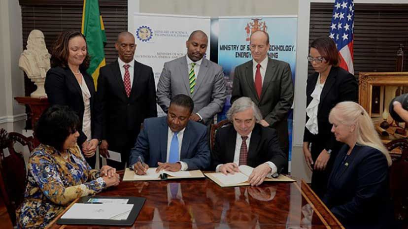 The document was signed by Minister of Science, Technology, Energy and Mining, Hon. Phillip Paulwell, and Secretary of the United States (US) Department of Energy, Dr. Ernest Moniz, at a press briefing held at Eden Gardens Wellness Resort and Spa