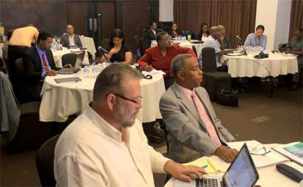 Newspaper editors at last week&rsquo;s CSME workshop in Trinidad. [Photo: Stan Bishop]