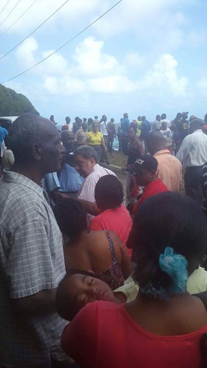 St. Vincent and the Grenadines Prime Minister Dr. Ralph Gonsalves at the scene of the bus tragedy, Monday (photo via SVG TV)