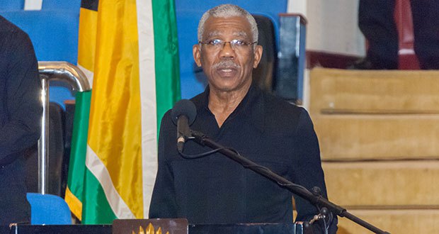 President of Guyana H. E, David Granger at the fourth International Congress on Biodiversity of the Guiana Shield (Photo via Guyana Chronicle)