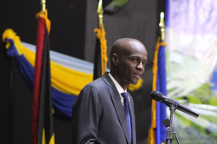 President Jovenel Moise of Haiti delivers his inaugural address at the Thirty Eighth Regular Meeting of the CARICOM Conference of Heads of Government on Tuesday in Grenada