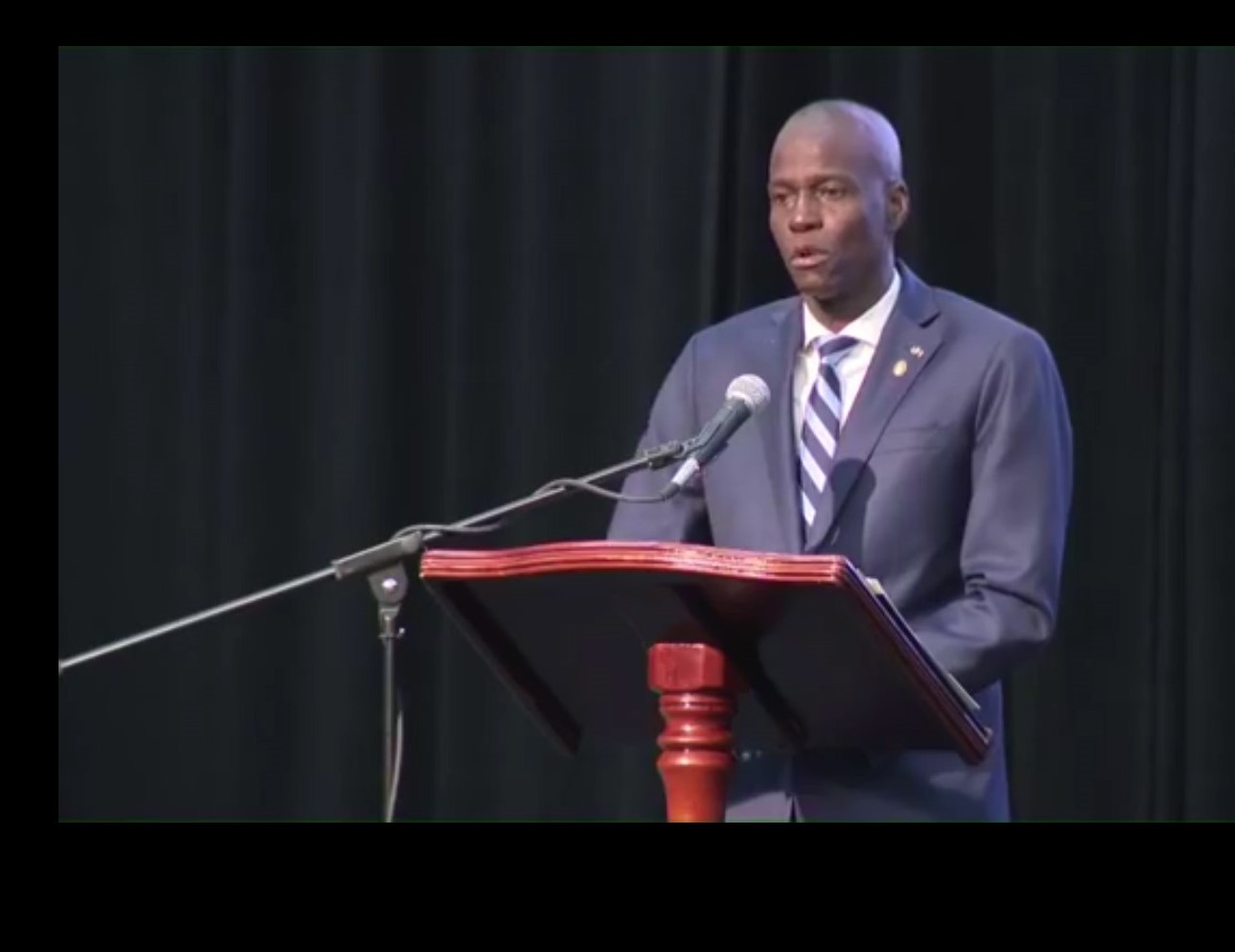 H.E. Jovenel Moise, President of Haiti and Outgoing Chair of CARICOM, addresses the opening of the 39th Regular Meeting of the Conference of Heads of Government