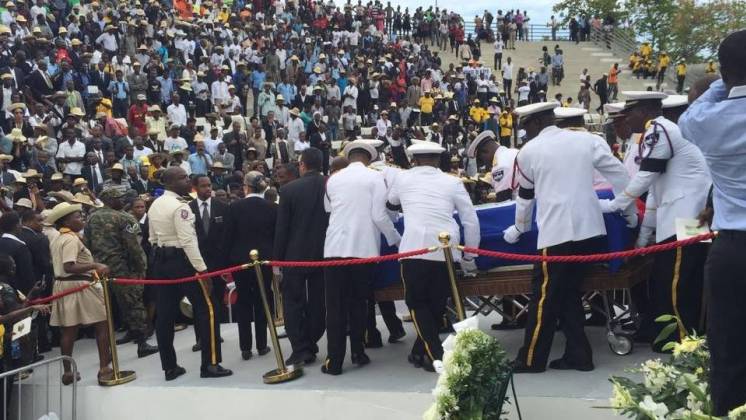 A scene from the funeral ceremony of H.E.Ren&eacute; Pr&eacute;val: Pix courtesy of http://www.miamiherald.com/news/nation-world/world/americas/haiti/article137932623.html