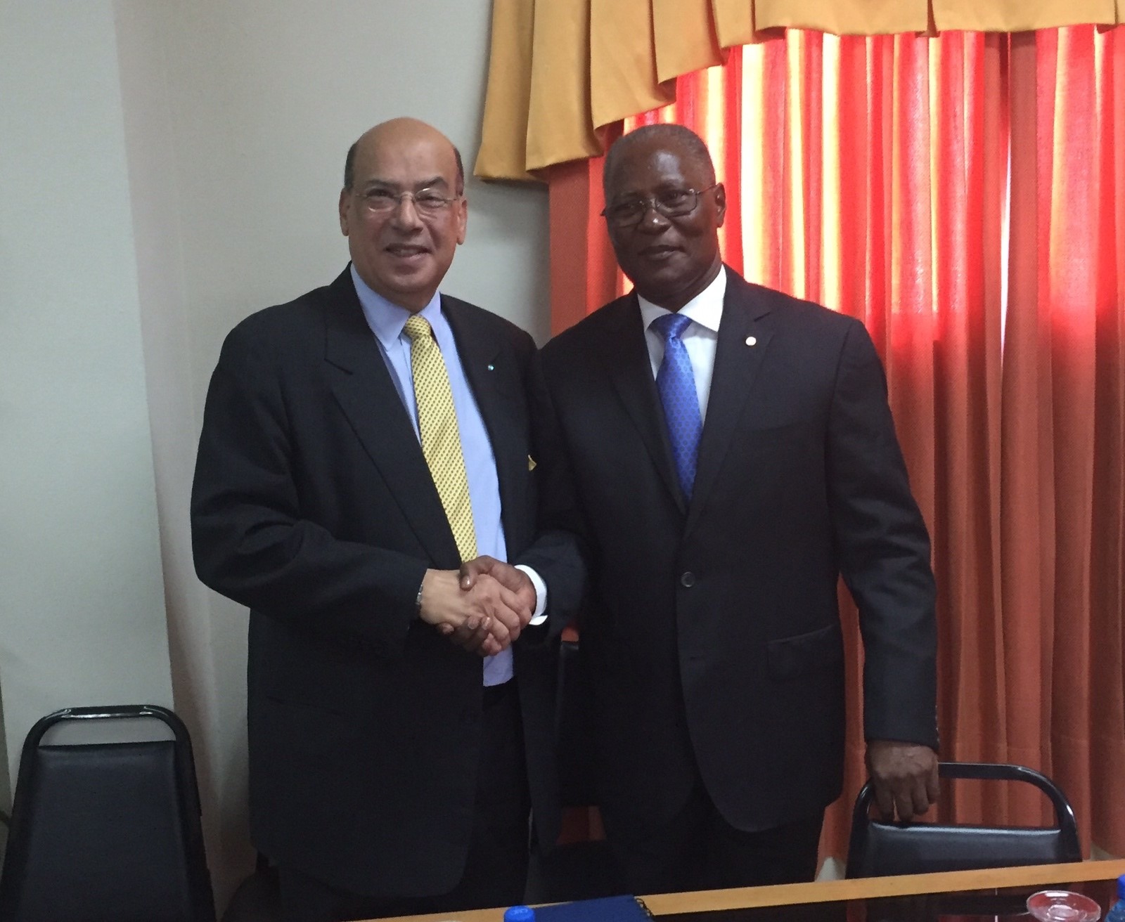 Sir Ronald Sanders with Haitian Senate President, Jocelerme Privet