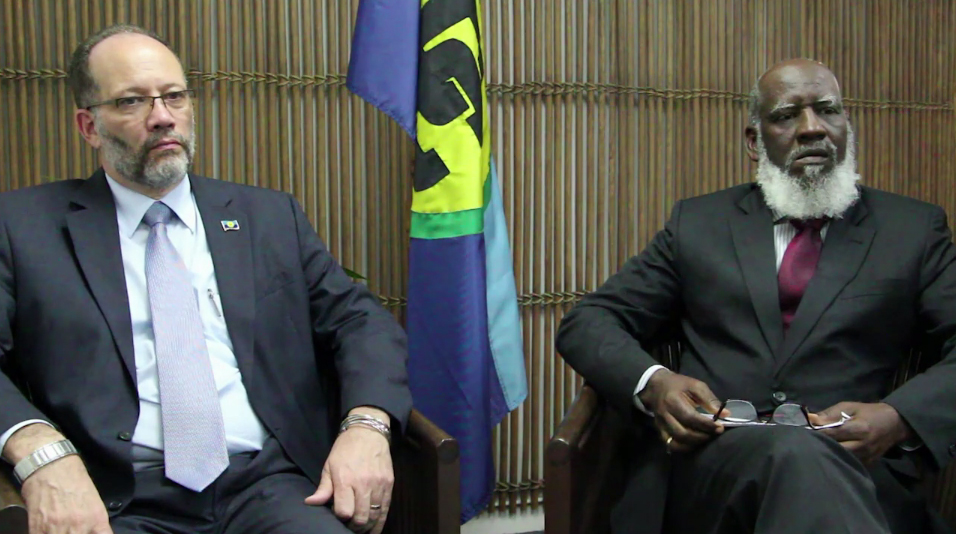 (L-R) CARICOM Secretary-General, Ambassador Irwin LaRocque and Chairman of the Community Council of Ministers, Belize’s Foreign Minister Hon. Wilfred Elrington