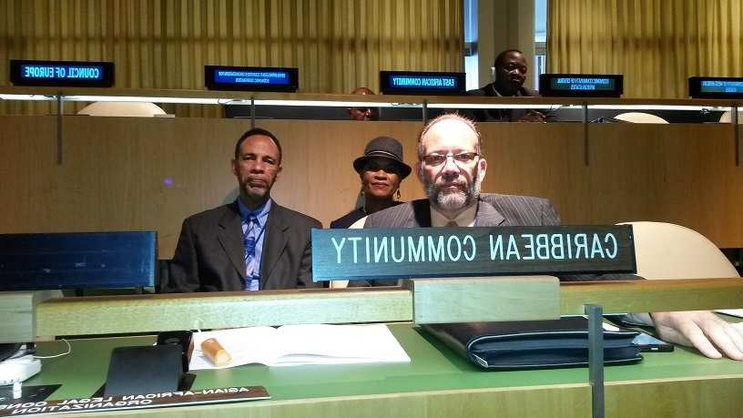 CARICOM Secretary-General Ambassador Irwin LaRocque and delegation at the post-2015 Development Agenda summit, UN Headquarters, New York