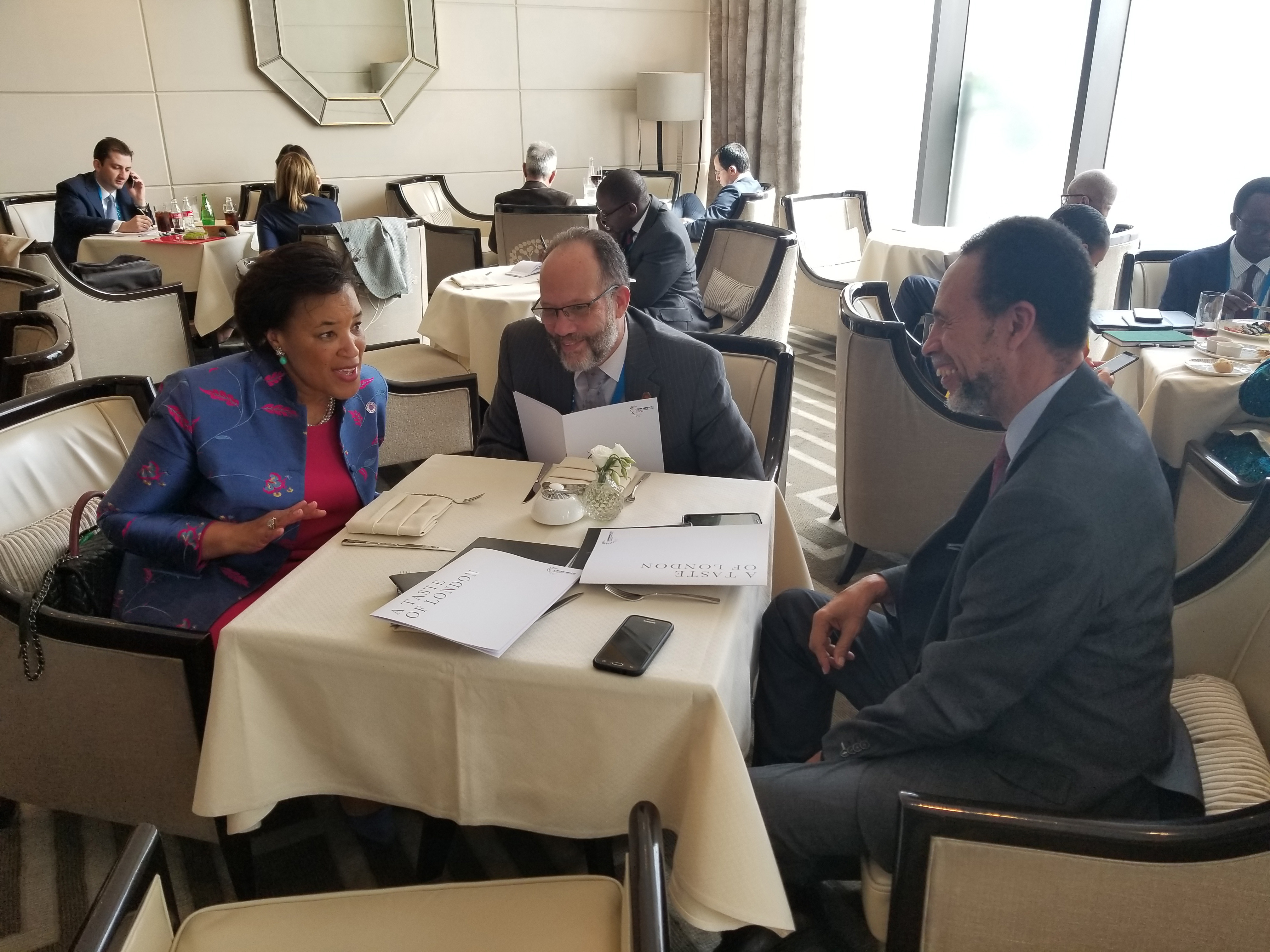 (l-r) Baroness Patricia Scotland, Ambassador irwin LaRocque, Ambassador Colin Granderson