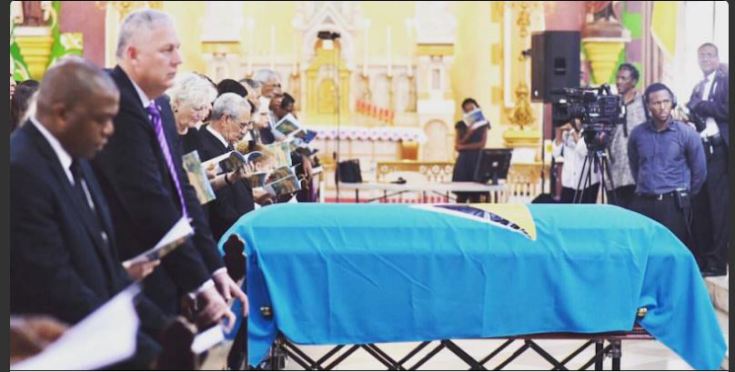 Saint Lucia Prime Minister Allen Chastanet (second from left) at the funeral of Sir Derek Walcott (Photo via Government of Saint Lucia)