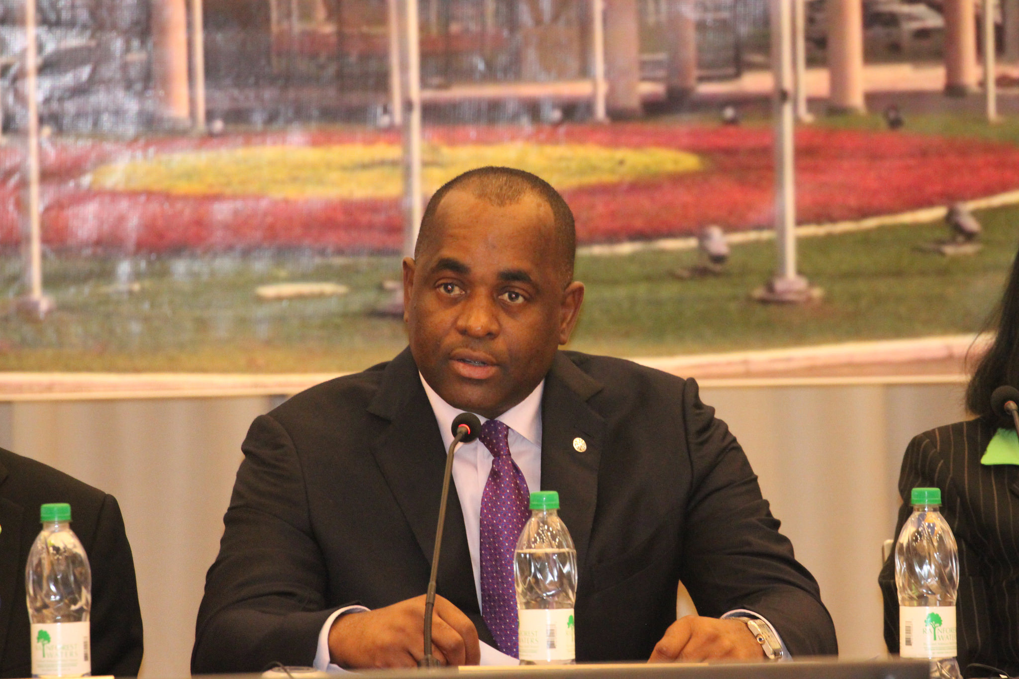 Outgoing CARICOM Chairman, Prime Minister Roosevelt Skerrit of Dominica addresses the Opening Ceremony of the 28th CARICOM Inter-Sessional meeting, in Georgetown
