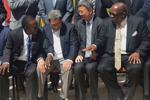 Three of the Region&rsquo;s Prime Ministers attended the Forum in St. Kitts and Nevis. Host Prime Minister Dr. Timothy Harris (right) ; Prime Minister Dr. Ralph Gonsalves of St. Vincent and the Grenadines (3rd right) and Prime Minister of Grenada Dr.