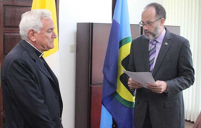 Envoy of the Apostolic Nunciature – Holy See-Vatican to the Caribbean Community (CARICOM) H.E. Archbishop Nicola Girasoli presented Credentials to CARICOM Secretary General, Ambassador Irwin LaRocque.