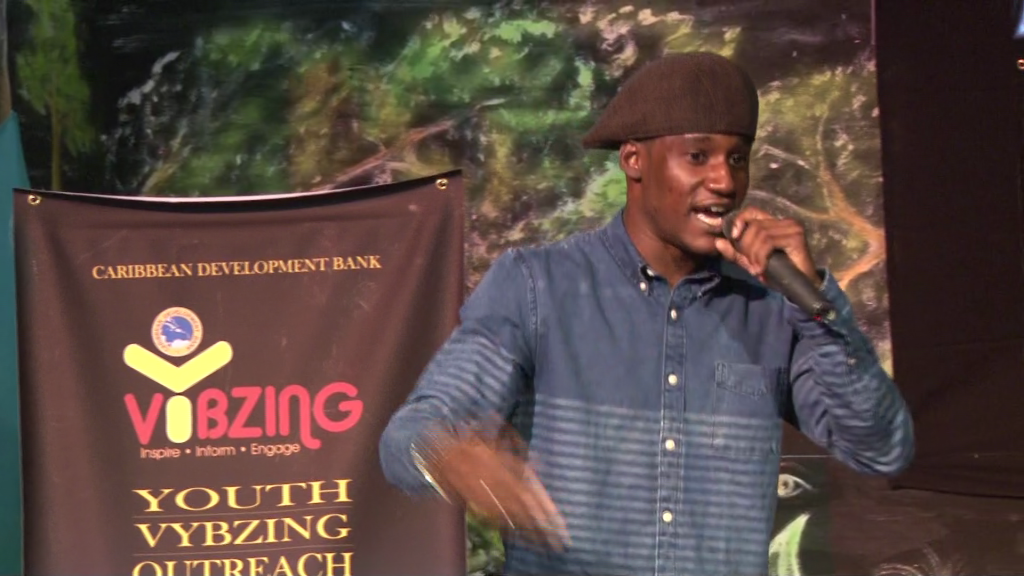 Winner of Vybzing Spoken Word Competition Quinn Martin (Photo via SKNIS)