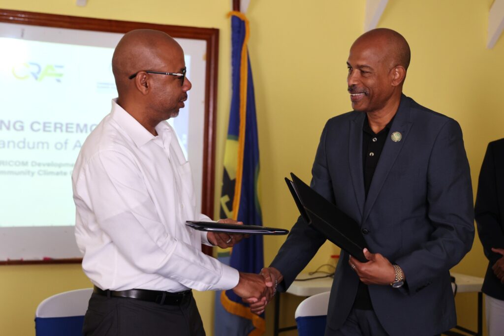 From L to R: Dr. Colin Young, Executive Director of the CCCCC and Mr. Rodinald Soomer, Chief Executive Officer of the CARICOM Development Fund