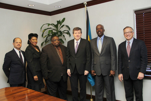 Guy Ryder, Director-General of the International Labour Organization (ILO) paid a Courtesy Call on the Hon. Shane Gibson, Minister of Labour and National Insurance and the Public Service on Monday, March 2, 2015 at the Ministry of Labour. Pictured fr