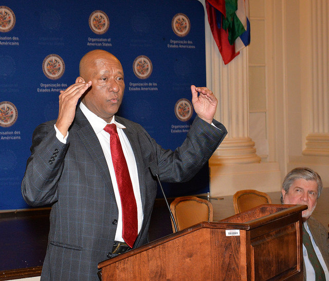 Bayney Karran, OAS ASG candidate  Ambassador Bayney Karran makes his presentation before Member States at the OAS on Wednesday 4 March, 2015.