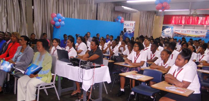 Cross section of speakers and students at Girls in ICT Forum