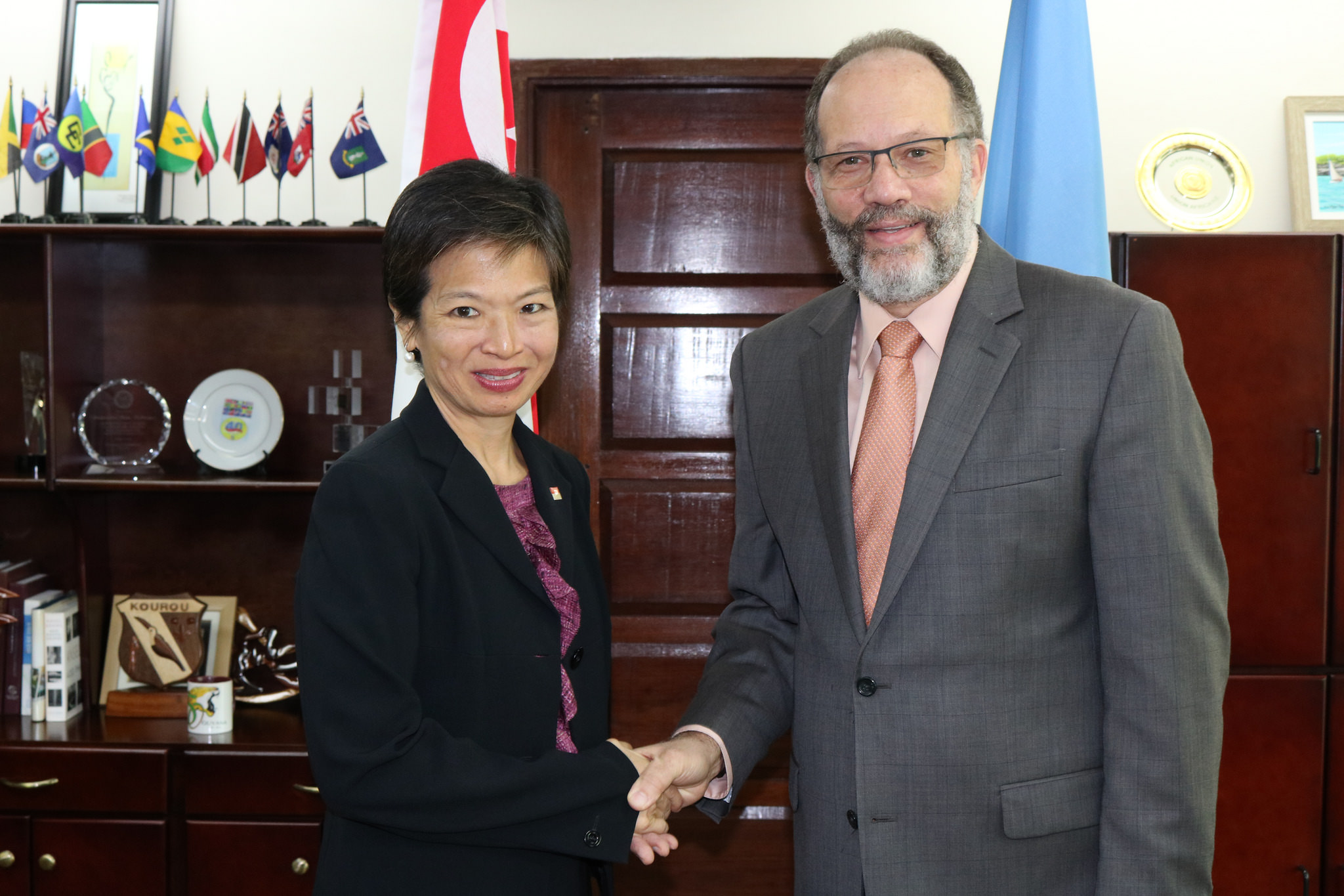 CARICOM Secretary-General Ambassador Irwin LaRocque welcomes Singapore’s new Ambassador to CARICOM H.E. Karen Anne Tan Ping Ming