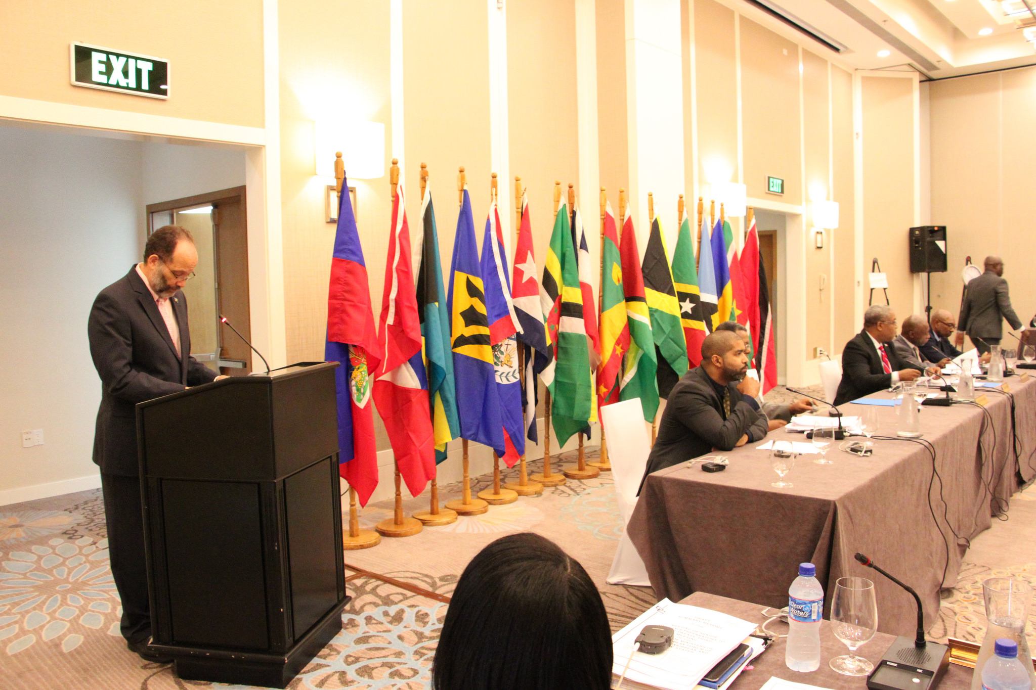 Ambassador Irwin LaRocque, Secretary-General of CARICOM and CARIFORUM, addresses the meeting at the Marriott Hotel, Georgetown, Guyana, 17 March, 2016