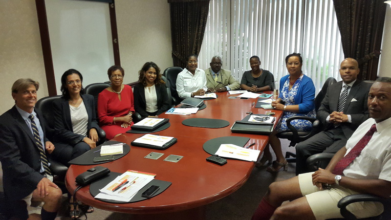 Expert advice: From left, David Kendell, permanent secretary Jennifer Attride&shy;Stirling, Minister of Health, Seniors and Environment, Jeanne Atherden. Dr Lisa Indar, Cheryl Peek&shy;Ball, Armell Thomas, Dy&shy;Juan DeRoza, Minister of Tourism Deve
