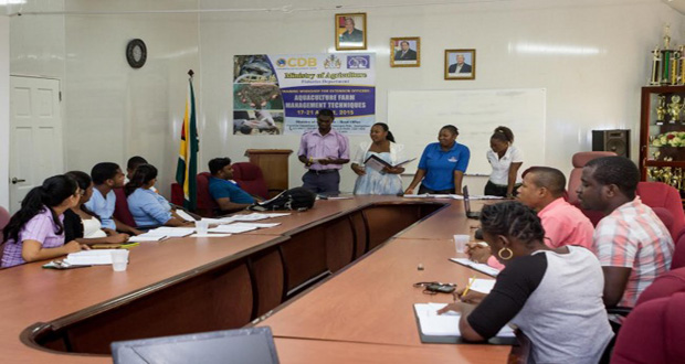 Fifteen Extension Officers assigned to the aquaculture sector participated in the Aquaculture Farm Management Techniques Training Workshop