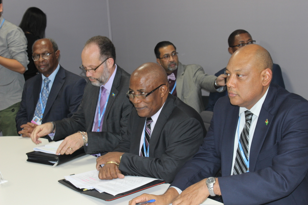 (l-r) Dr. Ken Leslie (Caribbean Community Climate Change Centre; Ambassador Irwin LaRocque, CARICOM Secretary-General; Dr. Denis Lowe, Minister of the Environment, Barbados; Raphael Trotman, Minister of Governance, Guyana