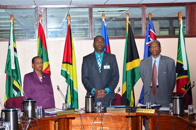 Director, Human Development, Caricom Secretariat Myrna Bernard, Chairman of  COHSOD and Minister of Education, Youth, Sports and Culture St Kitts and Nevis Shawn Richard and Assistant Secretary-General, Directorate of Human and Social Development, Ca