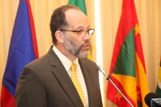 CARICOM Secretary-General Ambassador Irwin LaRocque addresses the Opening Ceremony of the Fortieth Meeting of the Council for Trade and Economic Development at the Pegasus Hotel, Georgetown, Guyana, Thursday 23 April, 2015.