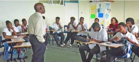 Christopher Roberts, Coordinator, CARCIP Saint Lucia, with students from Sir Arthur Lewis Community College last week