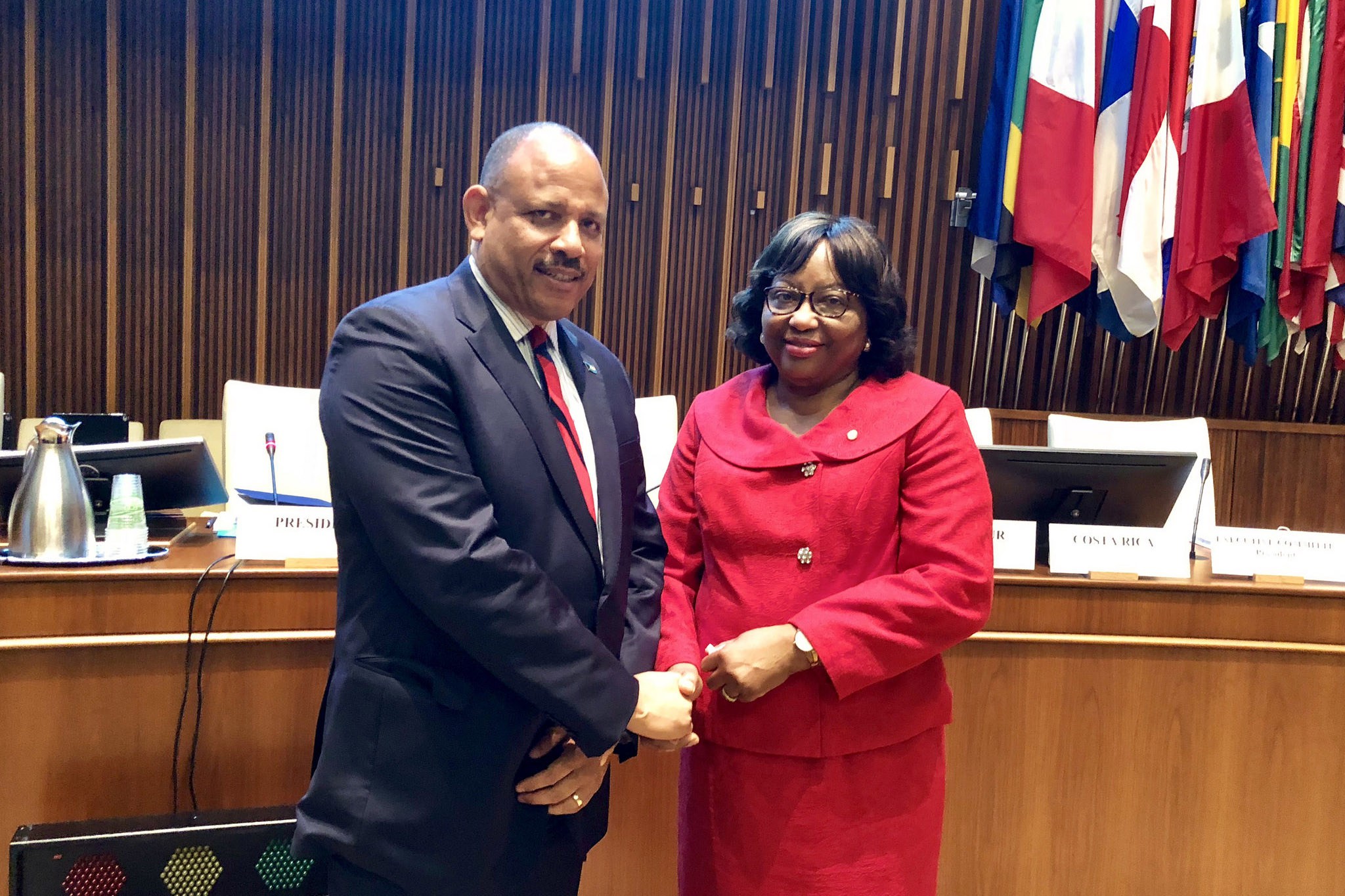 Dr Carissa Itienne and Bahamas Health Minister Duane Ermest Lascelles Sands