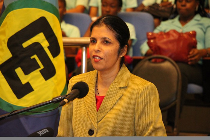 CARICOM Deputy Secretary-General, Ambassador Manorma Soeknandan, PhD., addresses the opening ceremony of the Girls in ICT event.