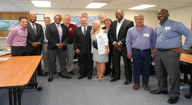 Minister Asot Michael with FCCA Executive Head Michelle Paige and members of the Antigua and Barbuda delegation in Miami along with their counterparts from the FCCA.
